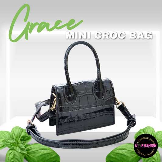 Grace Mini Croc Bag (Black)